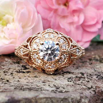 14k Rose Gold Round Lab Grown Diamond Ring DSR-23682